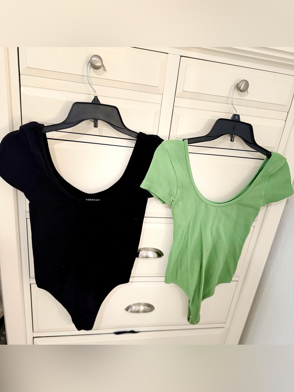 American Eagle Outfitters BUNDLE Scoop Neck Ribbed Bodysuits - Black & Green